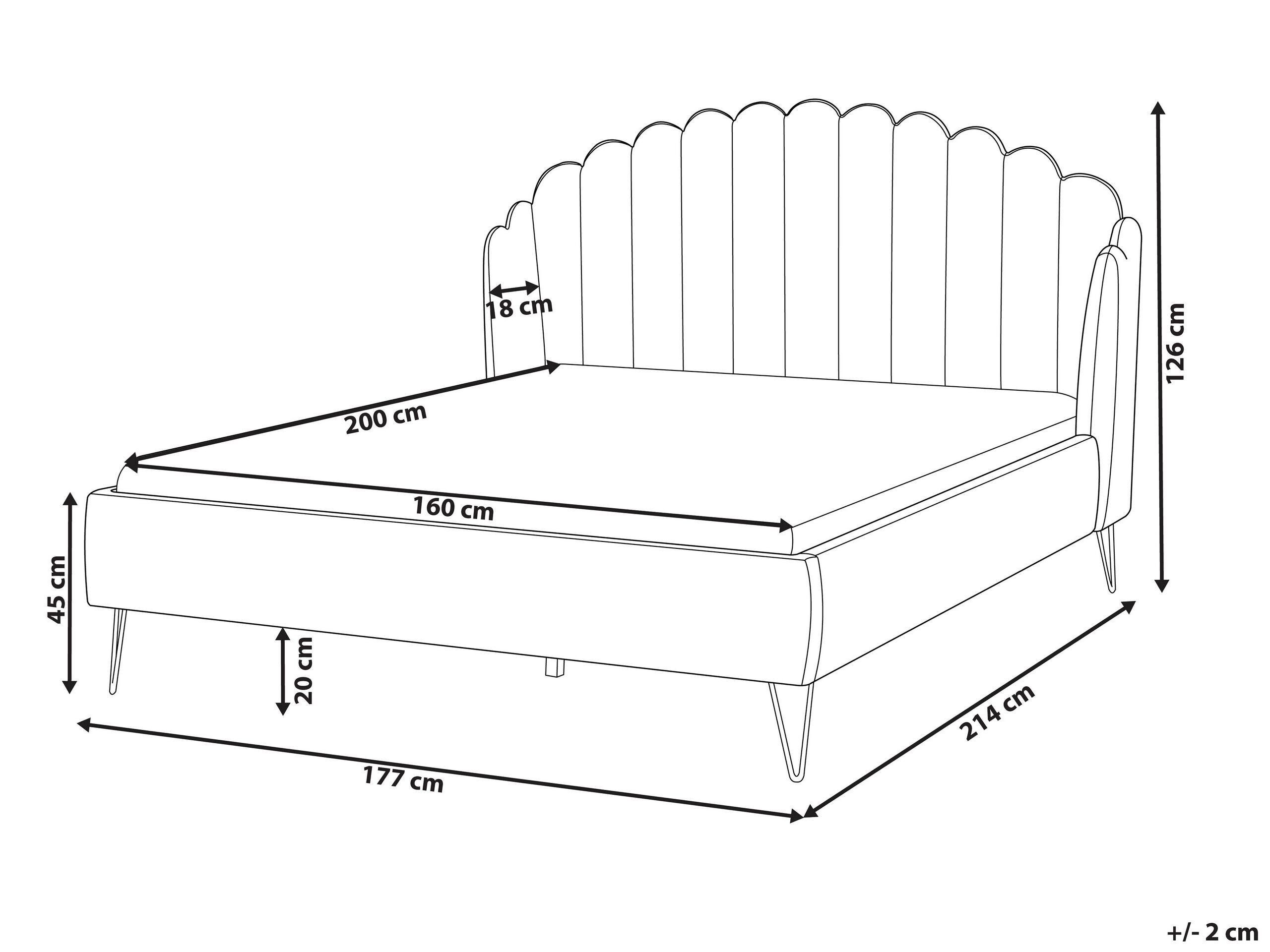 Beliani Bett mit Lattenrost aus Samtstoff Retro AMBILLOU  