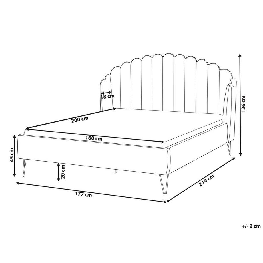 Beliani Bett mit Lattenrost aus Samtstoff  AMBILLOU  