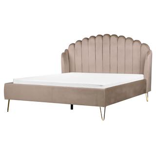 Beliani Bett mit Lattenrost aus Samtstoff Retro AMBILLOU  