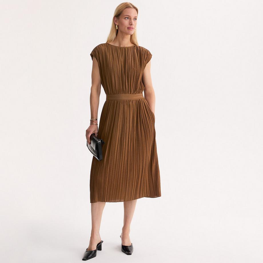 La Redoute Collections Ärmelloses Plissee-Kleid Midi-Länge  