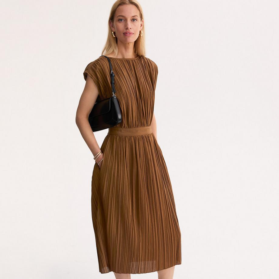 La Redoute Collections Ärmelloses Plissee-Kleid Midi-Länge  