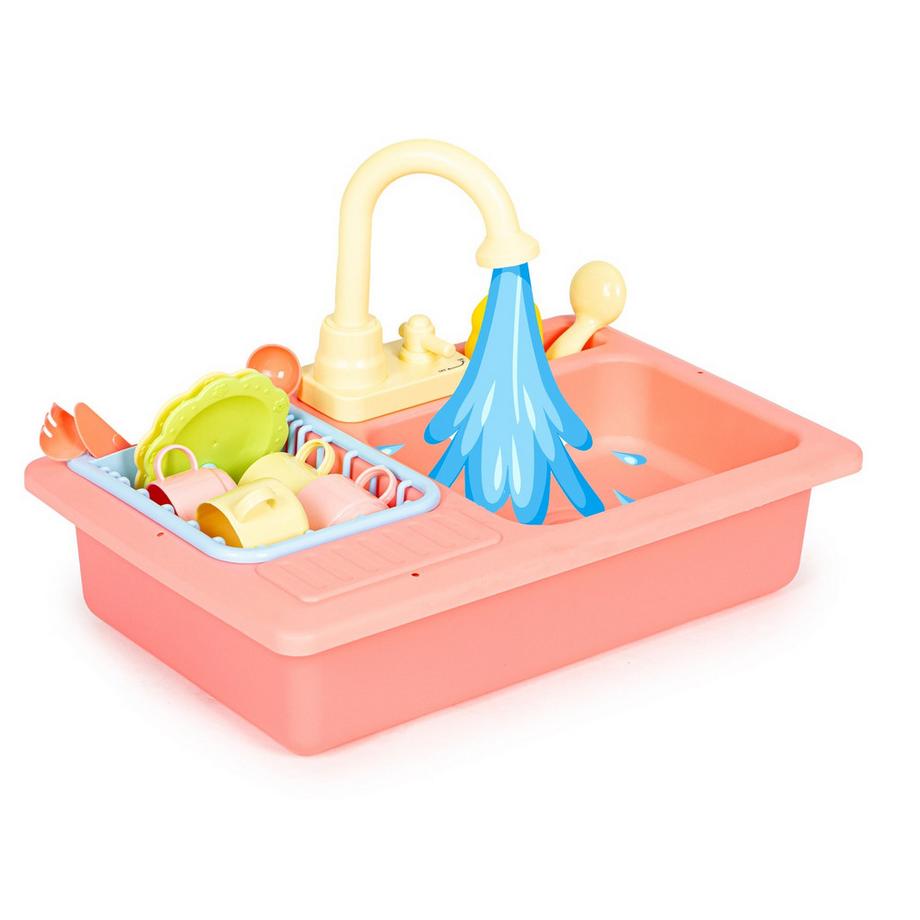 Pricenet  Lavello da cucina con rubinetto pieno d'acqua, 12 accessori, giocattolo per bambini 