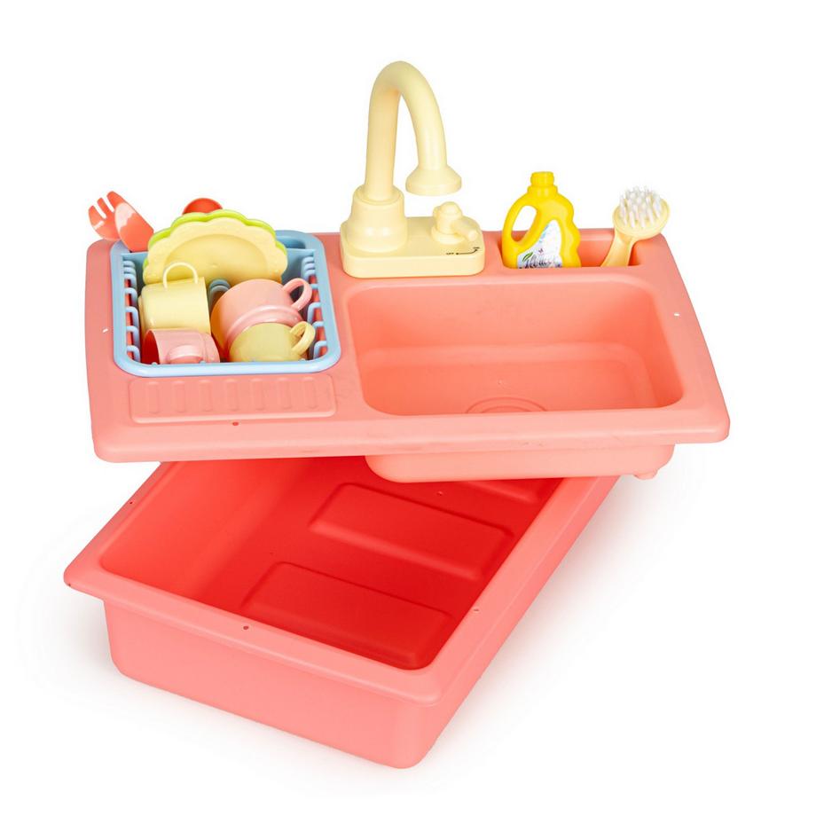 Pricenet  Lavello da cucina con rubinetto pieno d'acqua, 12 accessori, giocattolo per bambini 