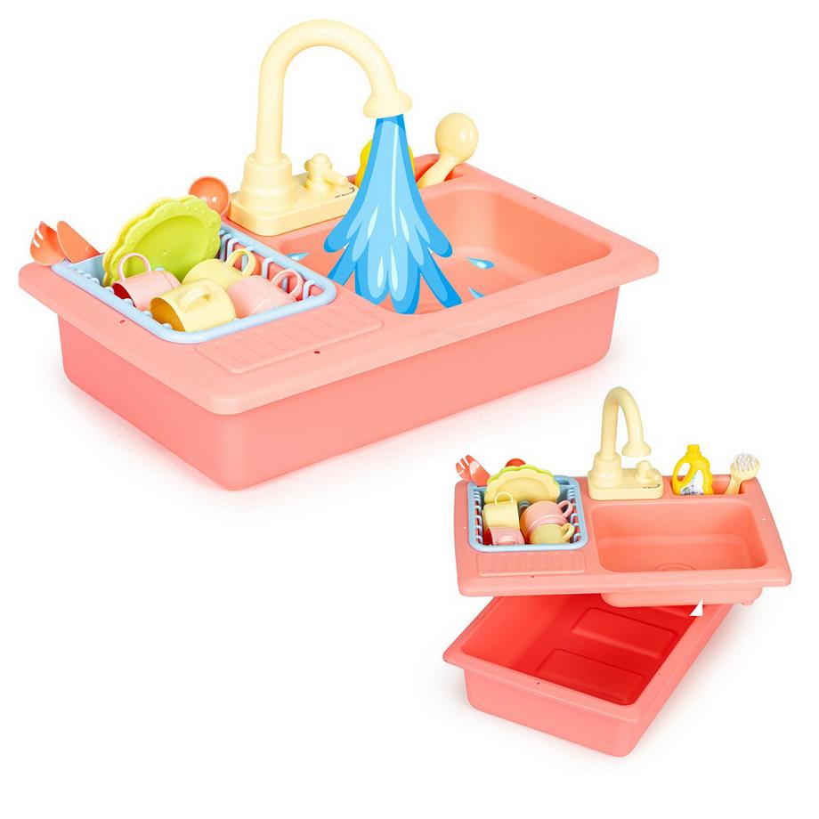 Pricenet  Lavello da cucina con rubinetto pieno d'acqua, 12 accessori, giocattolo per bambini 