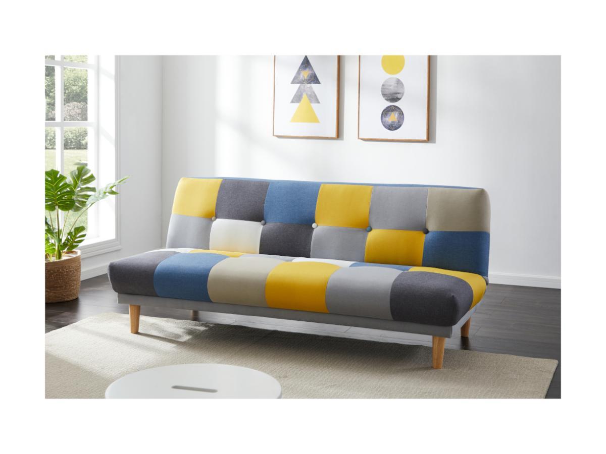 Vente-unique Schlafsofa Klappsofa 3Sitzer Stoff Patchwork  MARDAG  