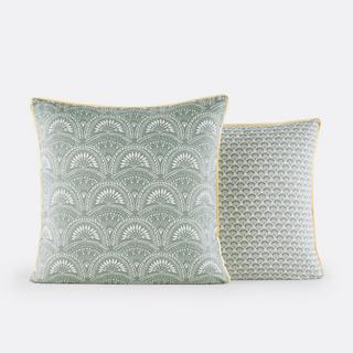 La Redoute Intérieurs Jaipur Vert Vorgewaschener Baumwoll-Kopfkissenbezug  