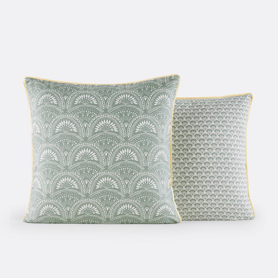 La Redoute Intérieurs Jaipur Vert Taie d'Oreiller Coton Lavé  