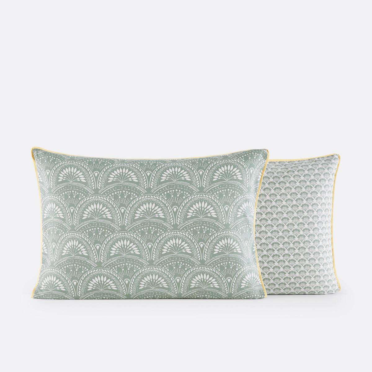 La Redoute Intérieurs Jaipur Vert Vorgewaschener Baumwoll-Kopfkissenbezug  