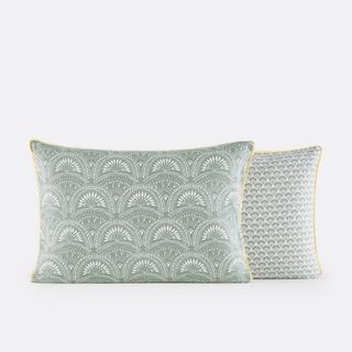 La Redoute Intérieurs Jaipur Vert Vorgewaschener Baumwoll-Kopfkissenbezug  