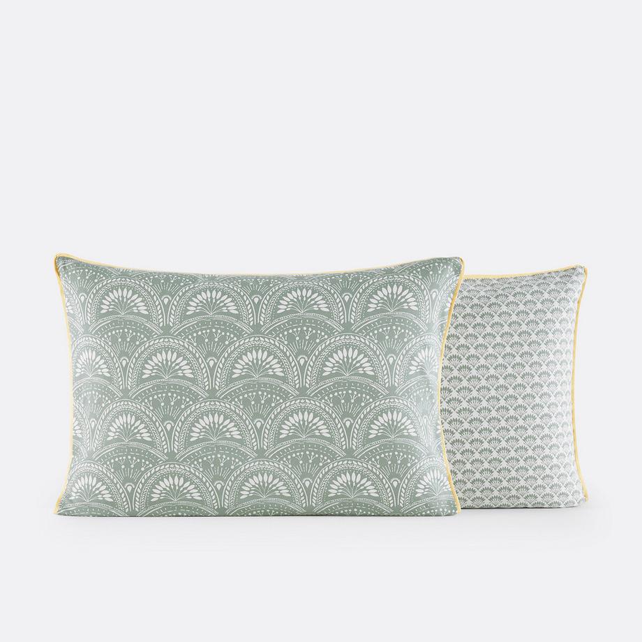 La Redoute Intérieurs Jaipur Vert Taie d'Oreiller Coton Lavé  