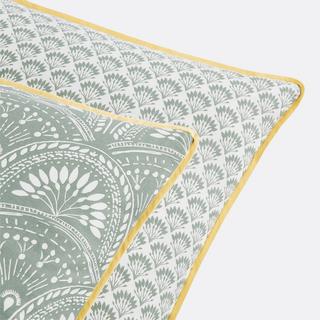 La Redoute Intérieurs Jaipur Vert Vorgewaschener Baumwoll-Kopfkissenbezug  