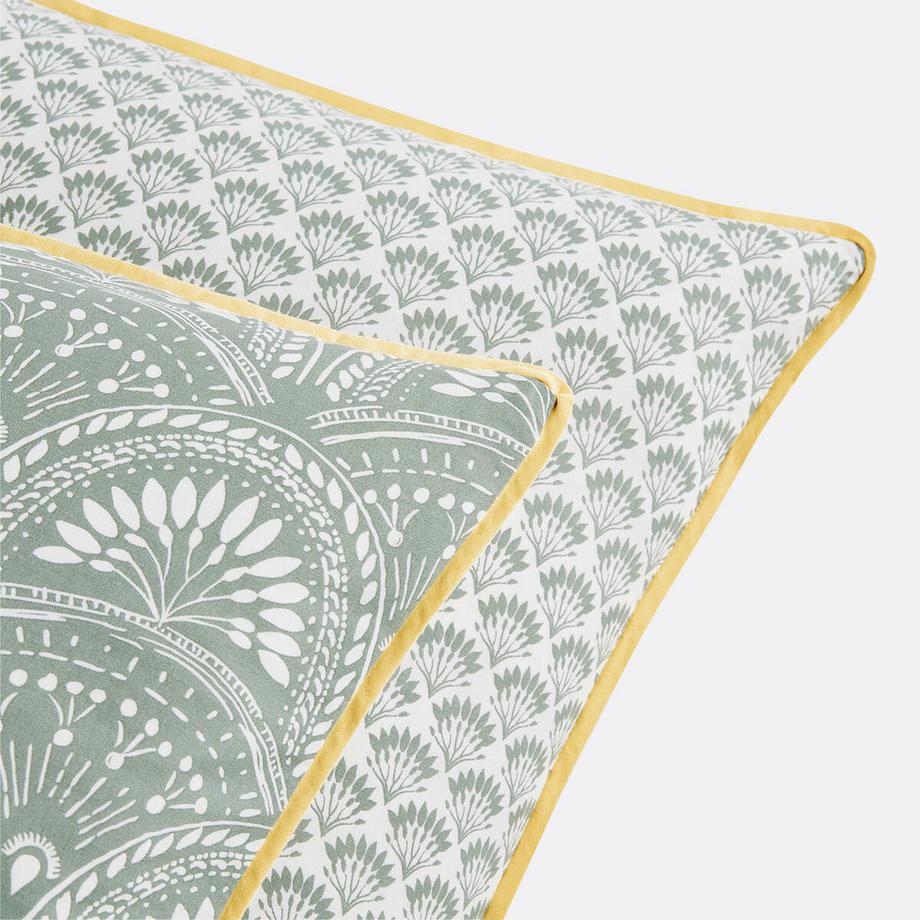 La Redoute Intérieurs Jaipur Vert Taie d'Oreiller Coton Lavé  