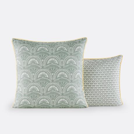 La Redoute Intérieurs Jaipur Vert Vorgewaschener Baumwoll-Kopfkissenbezug  