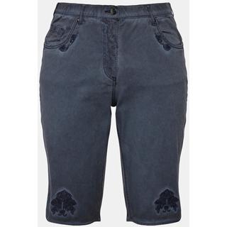 Ulla Popken Mandy Bermuda Jean Trachten Effet Usé Brodé  