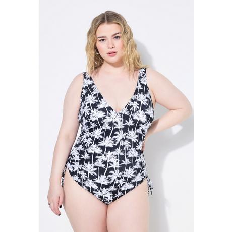 Studio Untold Maillot de bain imprimé palmiers bonnets souples fronces latérales  