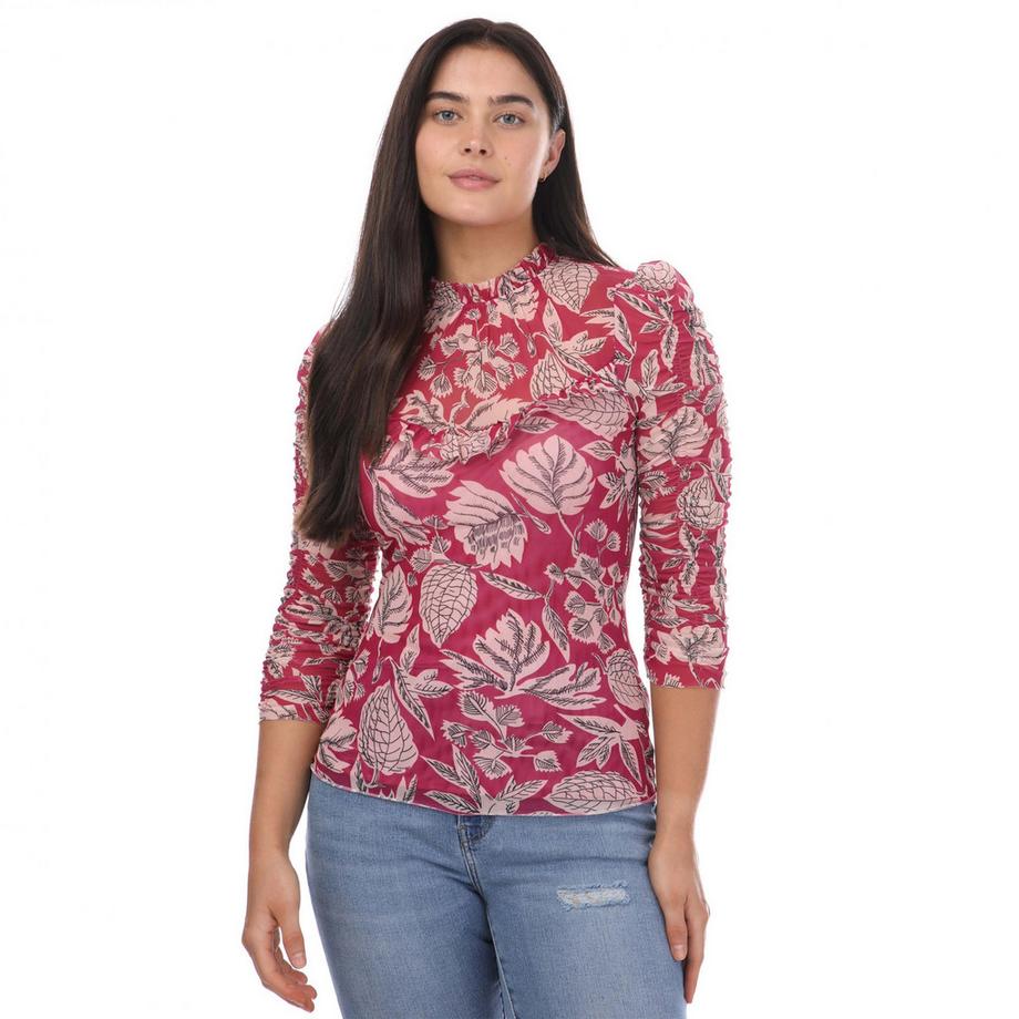 TED BAKER Izabelo Top con Volant Motivo Foglie  