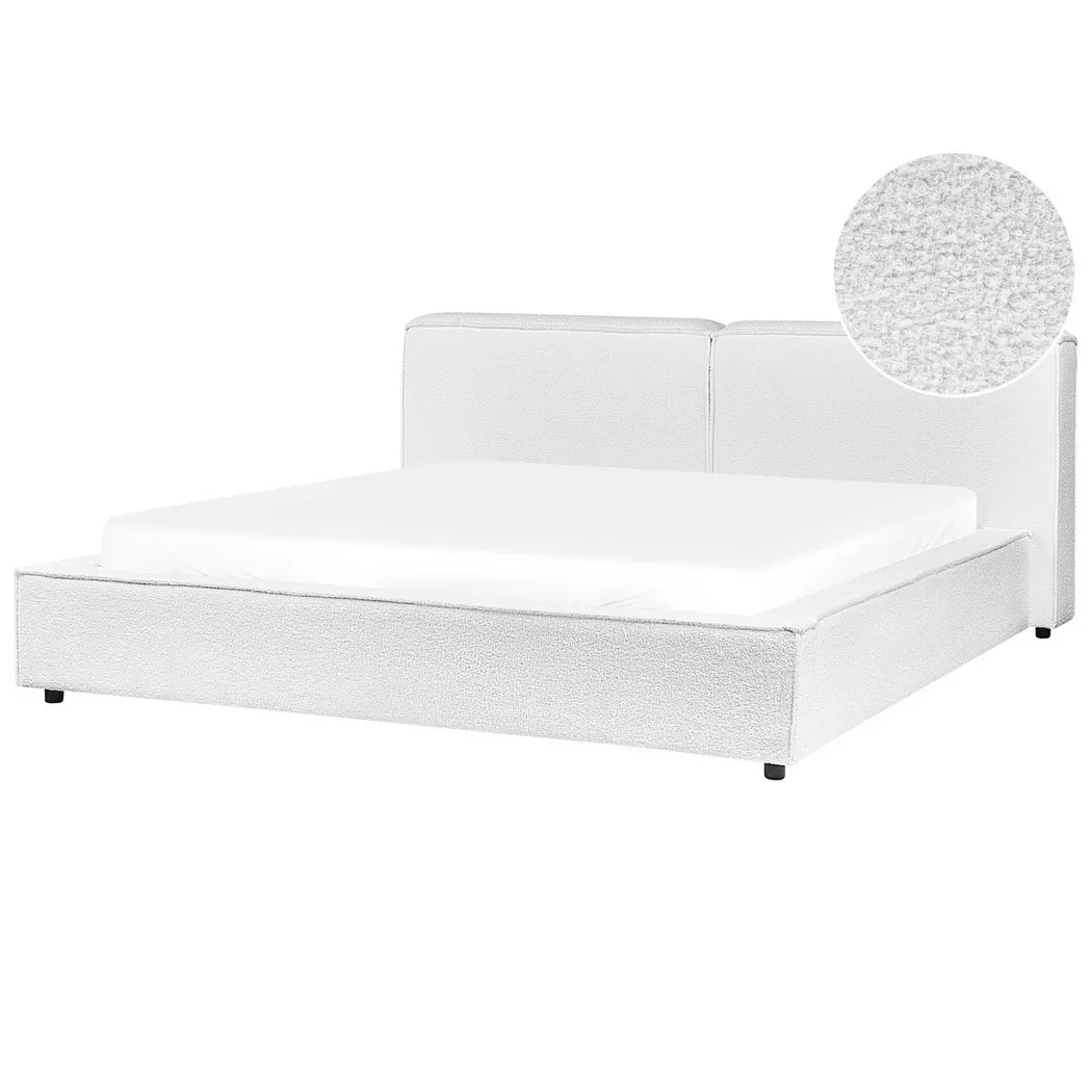 Beliani - Wasserbett aus Bouclé  LINARDS, Weiss Bunt