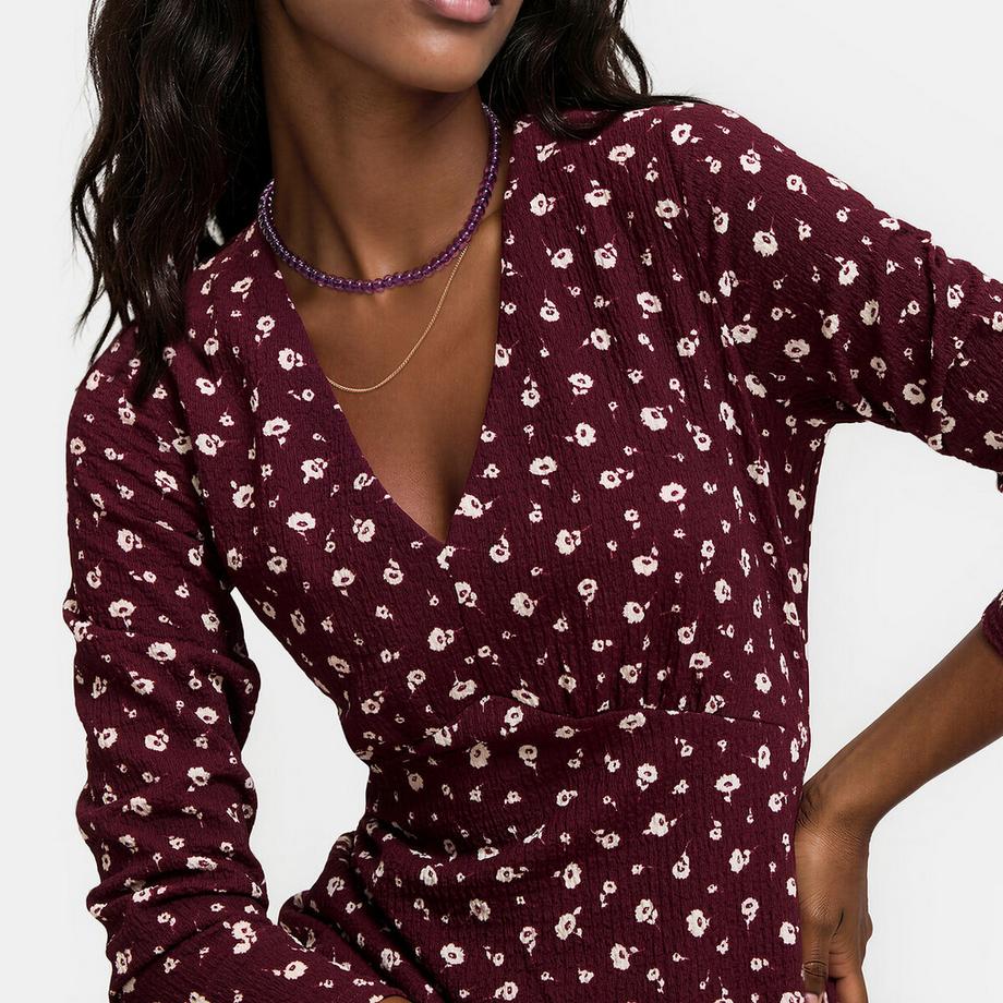 La Redoute Collections Robe longue imprimé floral à col V et manches longues  