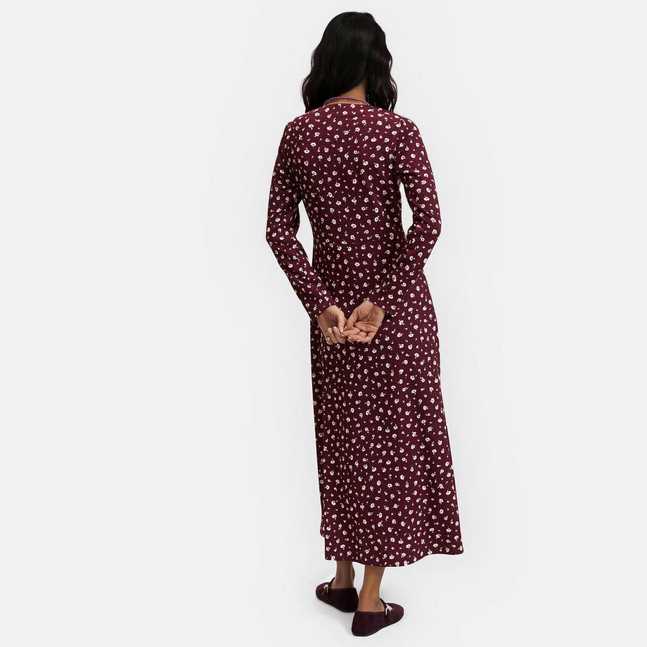 La Redoute Collections Robe longue imprimé floral à col V et manches longues  