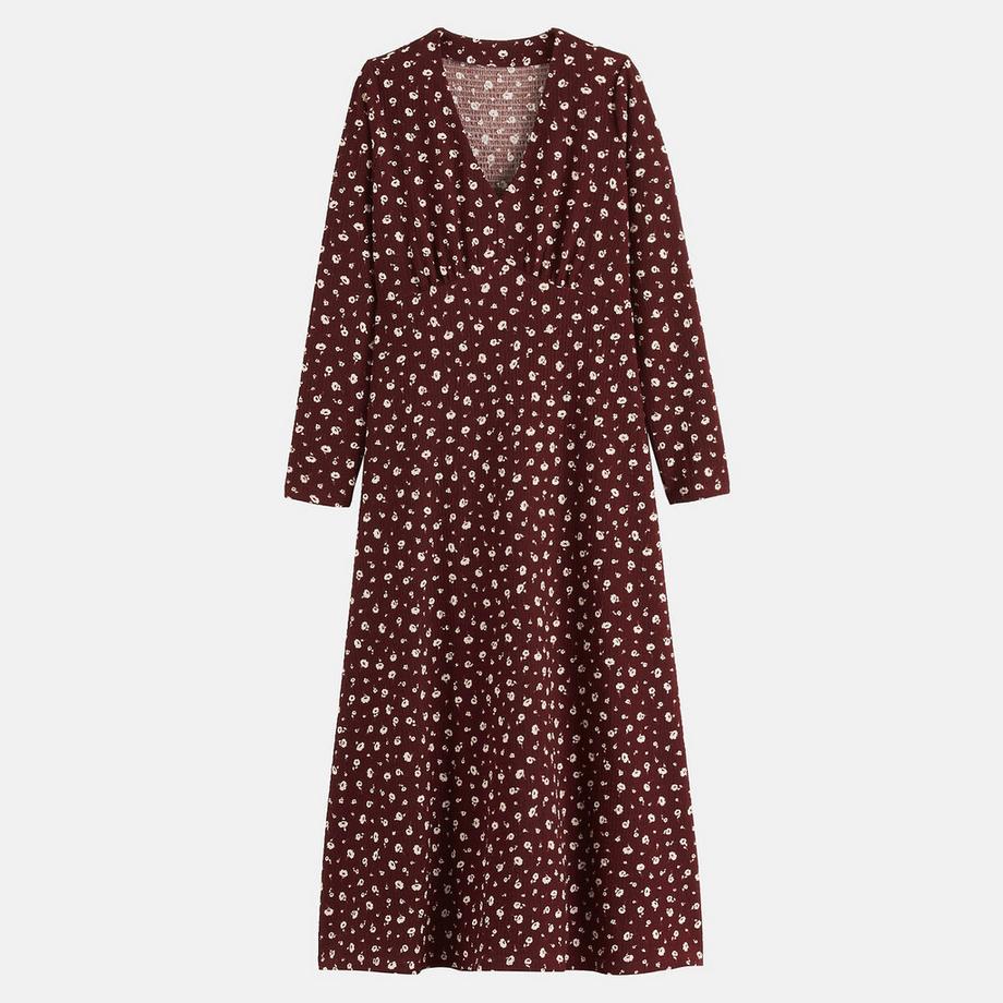 La Redoute Collections Robe longue imprimé floral à col V et manches longues  