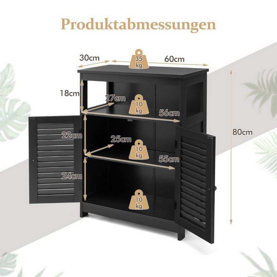 Northio Mobile da bagno Mobile da bagno indipendente Mobile contenitore nero  