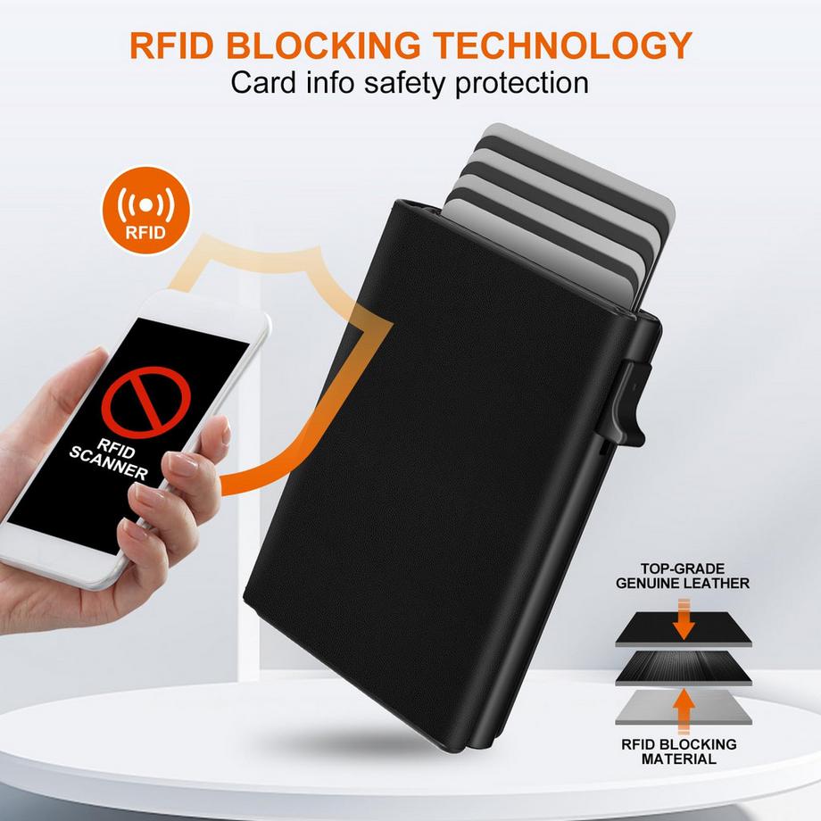 Only-bags.store Schlankes Portemonnaie mit Magnetverschluss Münzfach Karbonfaser Kreditkartenetui  