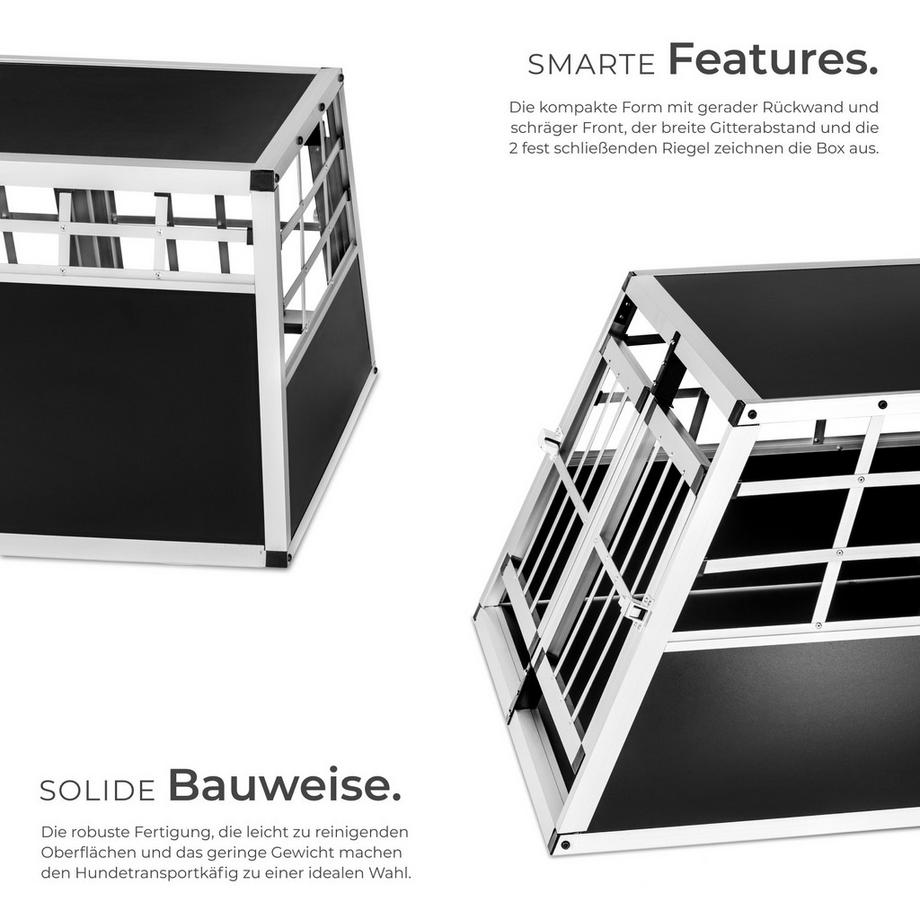 Tectake  Hundetransportbox doppel  mit gerader Rückwand aus Aluminium, robust und pflegeleicht 