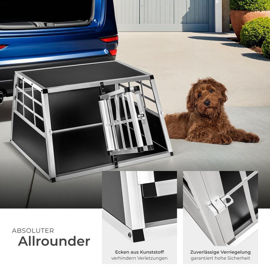 Tectake  Hundetransportbox doppel  mit gerader Rückwand aus Aluminium, robust und pflegeleicht 