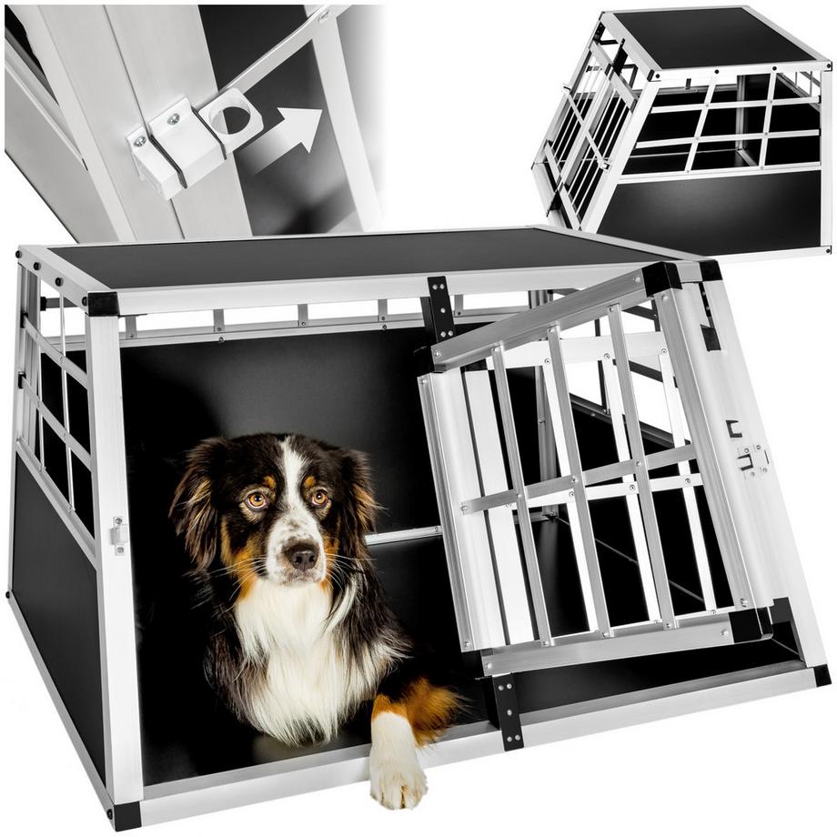 Tectake  Hundetransportbox doppel  mit gerader Rückwand aus Aluminium, robust und pflegeleicht 