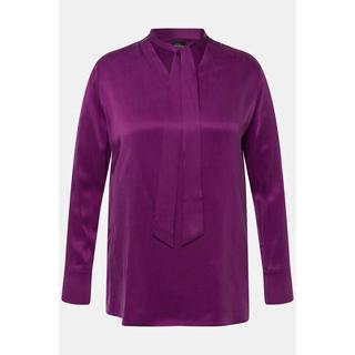 Ulla Popken Blusa di Cupro Fiocco Scollo a V Maniche Lunghe  