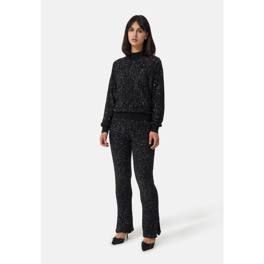 CASH-MERE.CH Wolle Kaschmir Pailletten Hose Regular Fit  