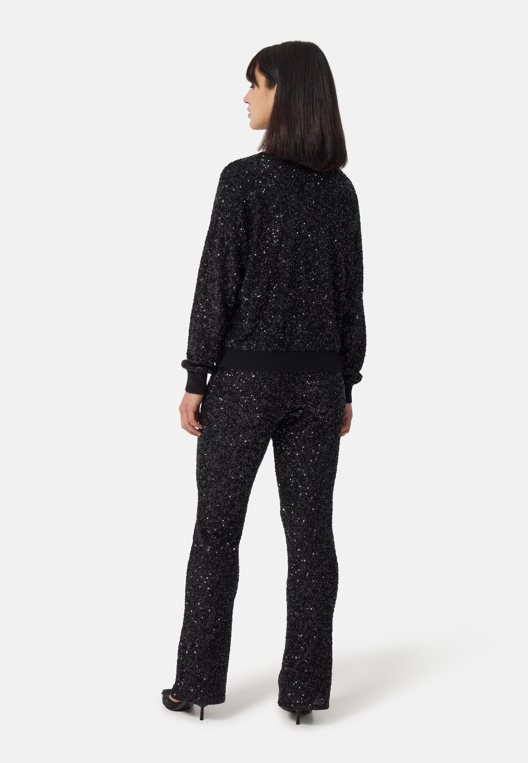 CASH-MERE.CH Pantaloni Lana Cashmere Paillettes Regular Fit  