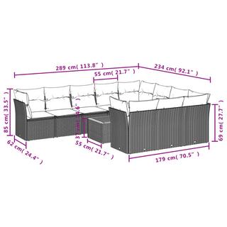 VidaXL Ensemble de canapés de jardin rotin synthétique  