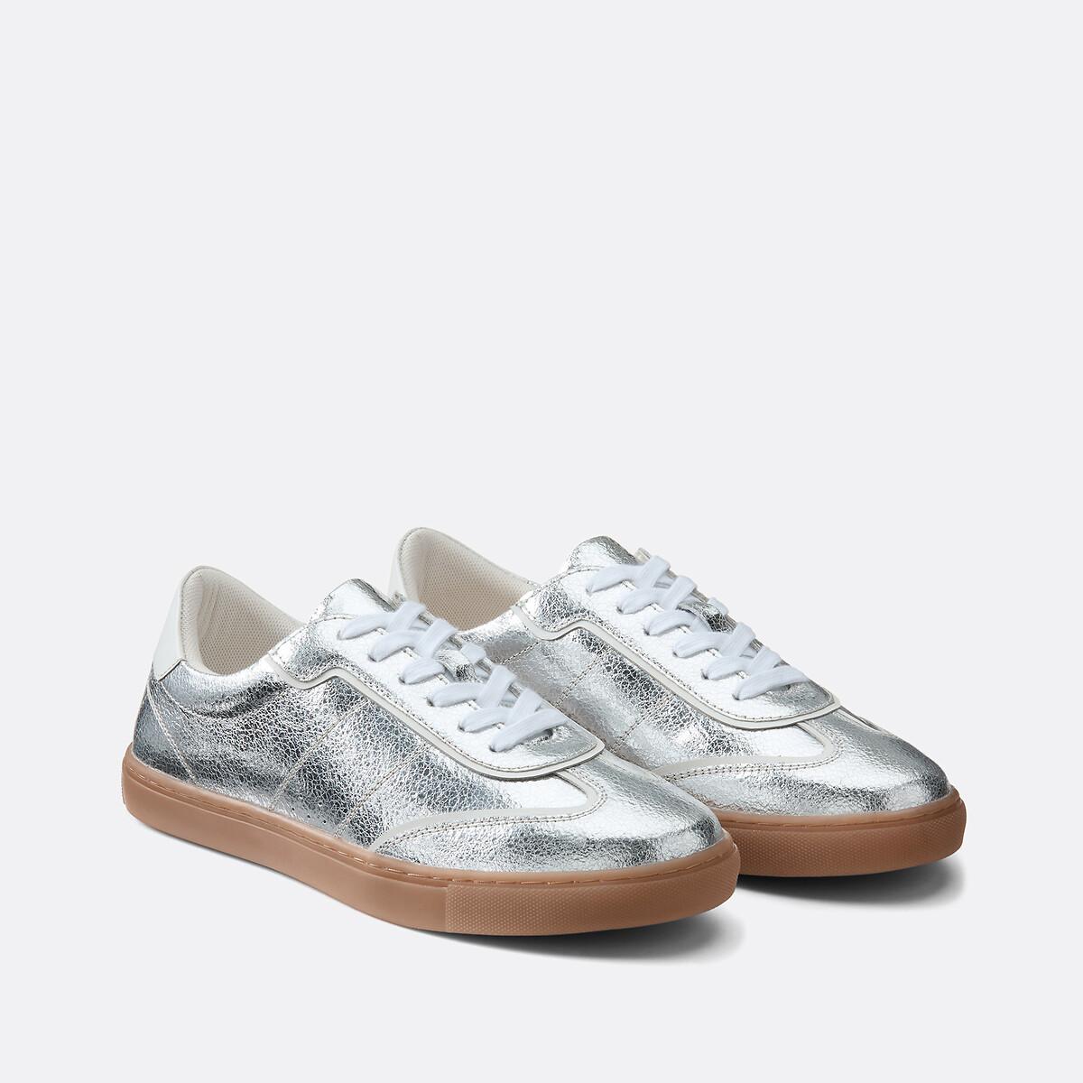 La Redoute Collections  Baskets retro en cuir métallisé 