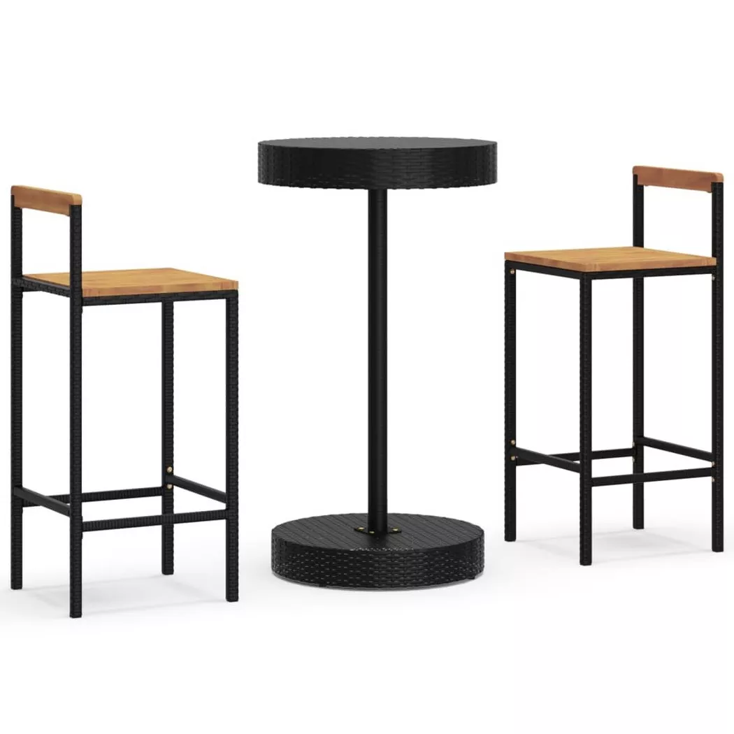 VidaXL - Gartenbar set poly-rattan, One Size, Schwarz