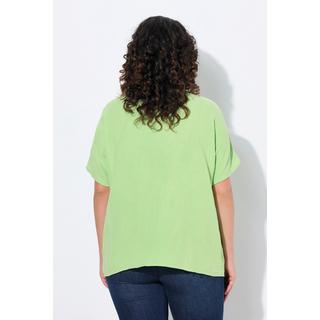 Ulla Popken Musselin Oversized Biesen V-Ausschnitt Halbarm Bluse  