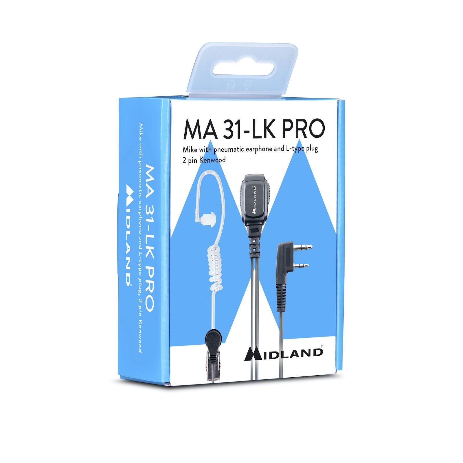 Midland  Midland MA 31LK Pro Auricolare Cablato In-ear Nero, Trasparente 