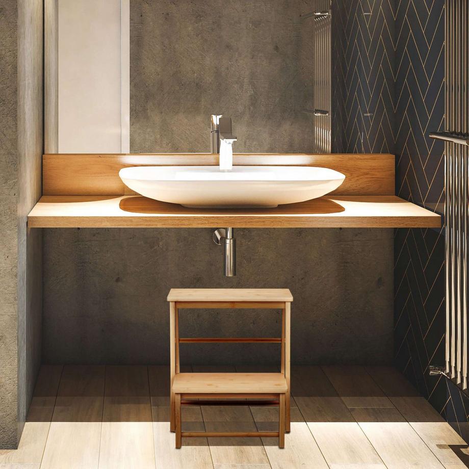 B2X Klappbarer Tritthocker aus Bambus  