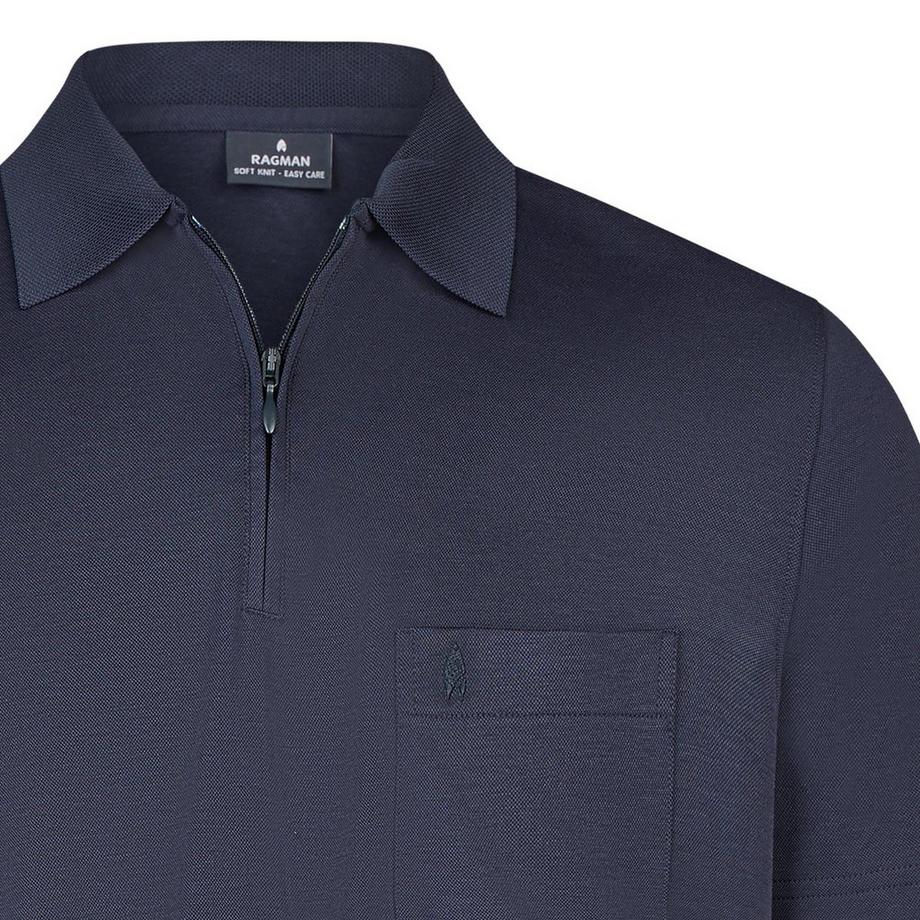 Ragman Basic Poloshirt mit Reissverschluss  