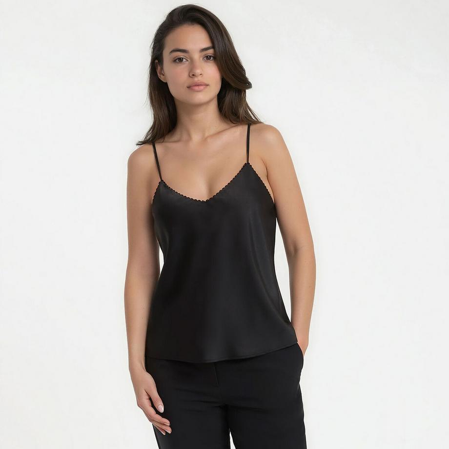 La Redoute Collections Débardeur col V en satin à fines bretelles  