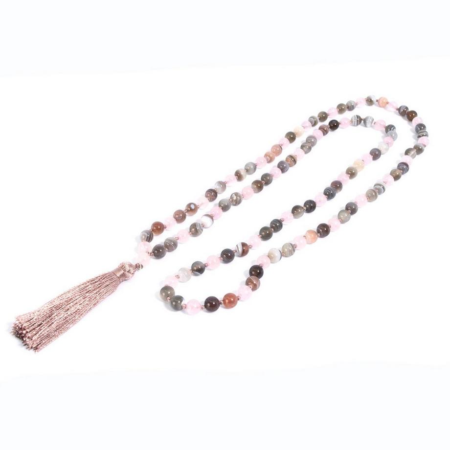 Edlia  Halskette mit Rosenquarz & Achat