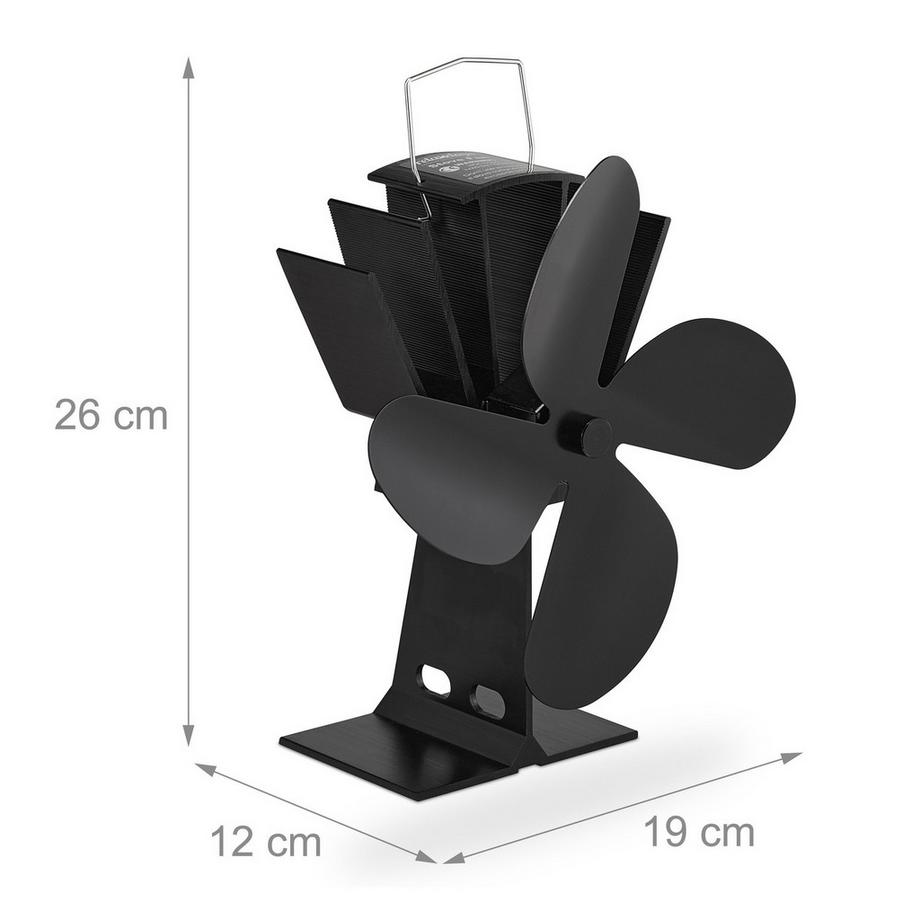 B2X Ventilateur de poêle noir sans électricité  