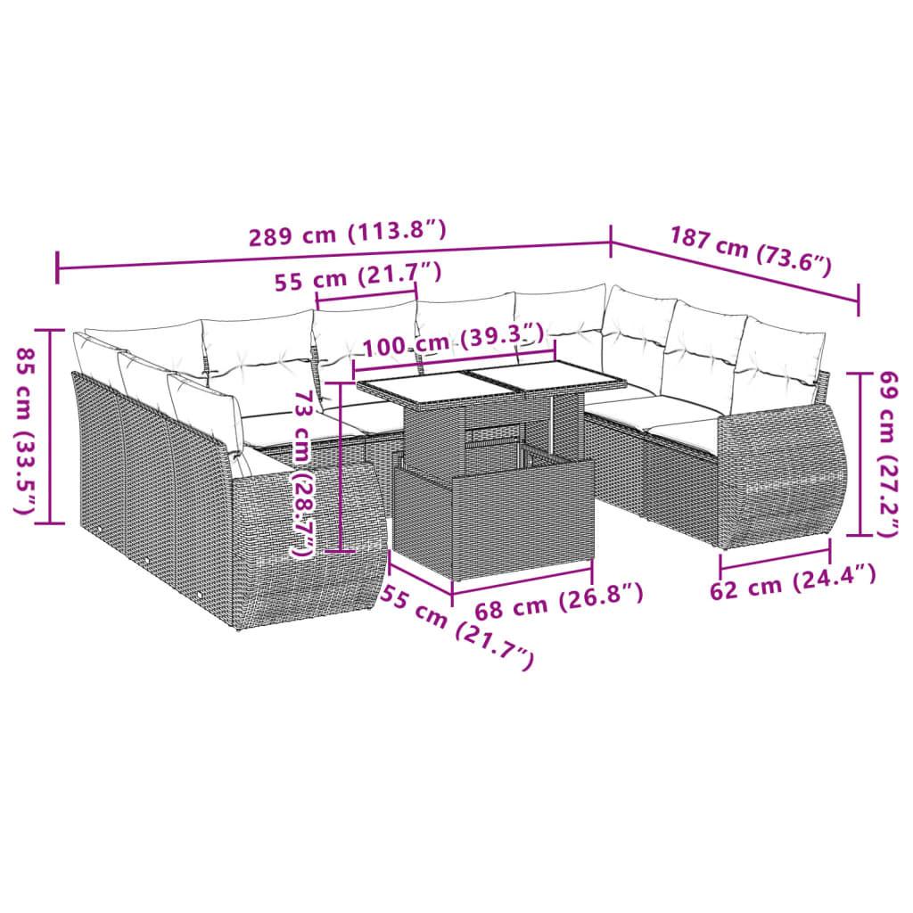 VidaXL Ensemble de canapés de jardin rotin synthétique  