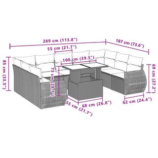 VidaXL Ensemble de canapés de jardin rotin synthétique  