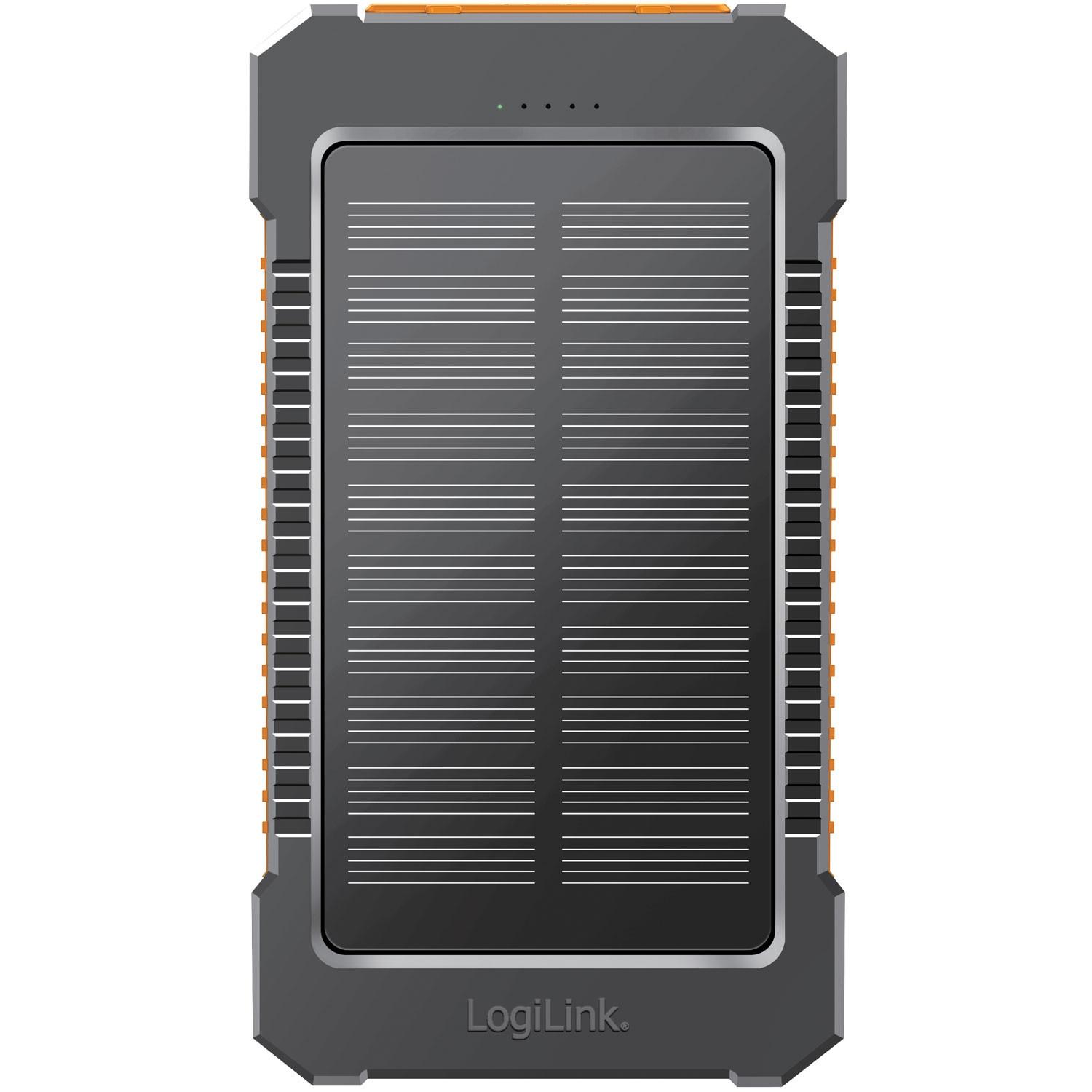 LogiLink  PowerBank 6.000 mAh 10W Solarzelle Schwarz/Orange 