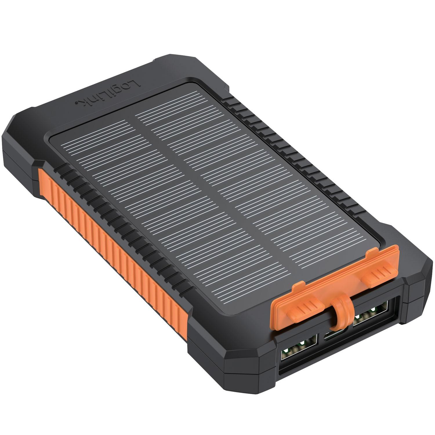 LogiLink  PowerBank 6.000 mAh 10W Solarzelle Schwarz/Orange 