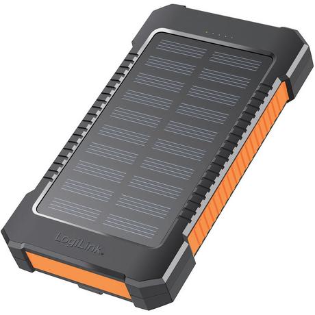 LogiLink  PowerBank 6.000 mAh 10W Solarzelle Schwarz/Orange 