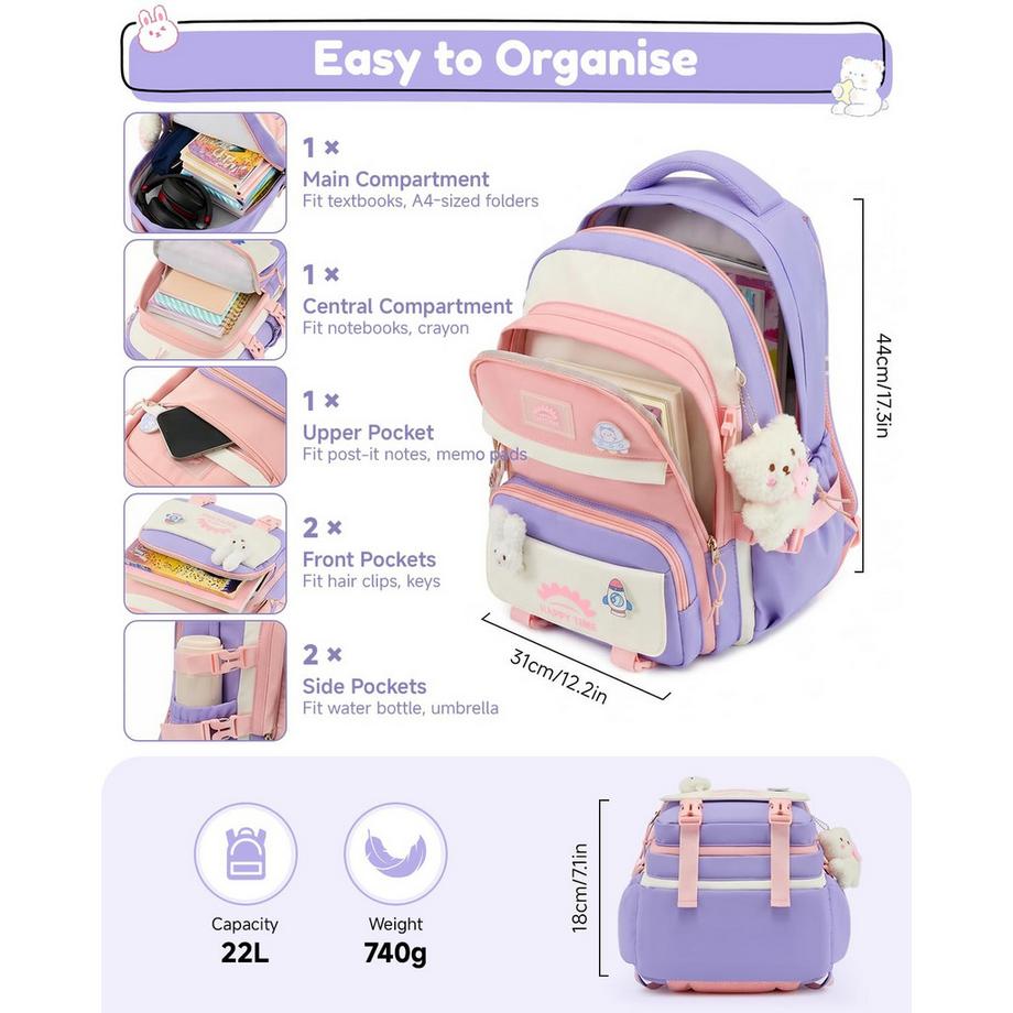 Only-bags.store Zaino scolastico in nylon idrorepellente  