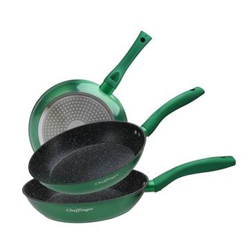 Set con padelle - 3 pz - antiaderente - verde