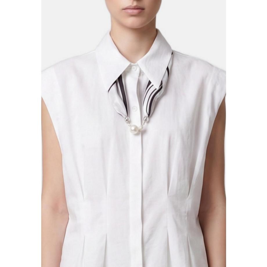 Chiara Ferretti Blouse sans manches avec ourlet plissé  